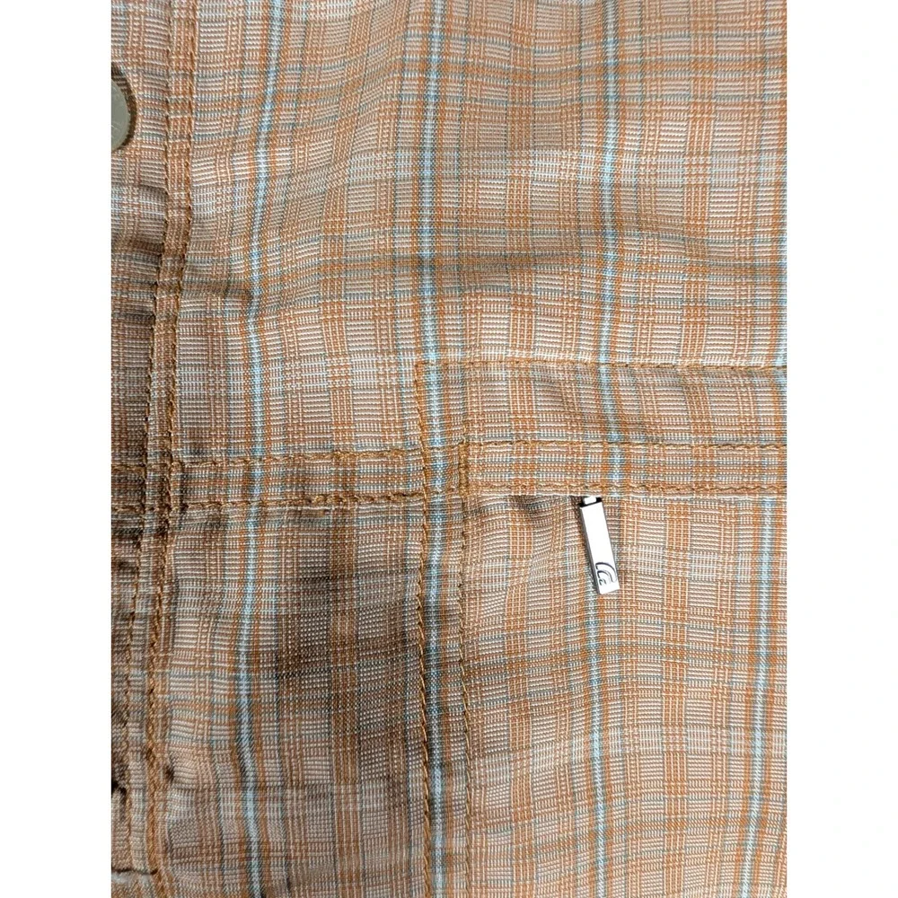 The North Face Mens Short Sleeve Plaid Button Down Shirt Orange Mesh Lined XL